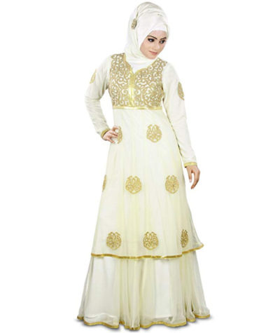 Muslim Women's Designer Gold Beaded Beautiful Dress