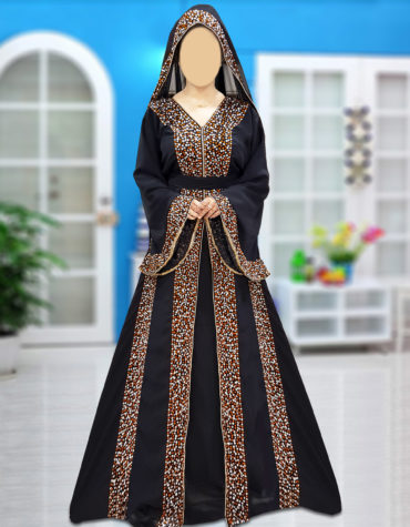 Dubai Abaya Unique Beaded V-Neck Black Designer Arabian Wedding Farasha Maxi Gown