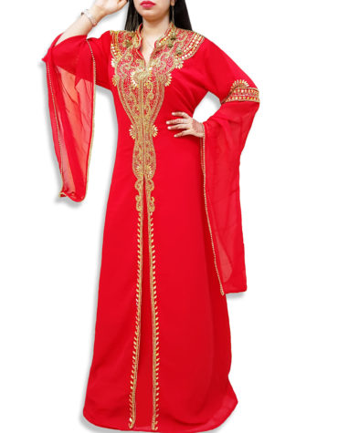 Elegant Abaya African Plus Size Beaded Dress Arabian Muslim Wedding Dubai Kaftan