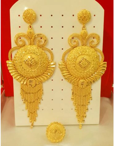 African Attire Gold Earring Long party Set For Women