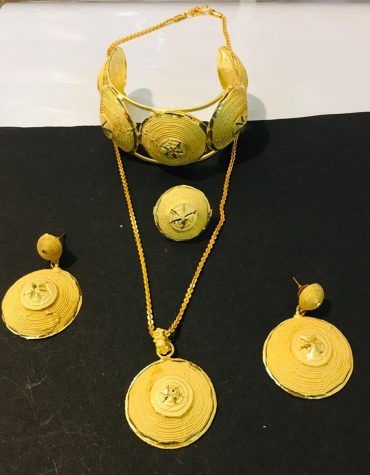 New 2 Gram Gold Necklace with Bangle Jewellery Set For Women