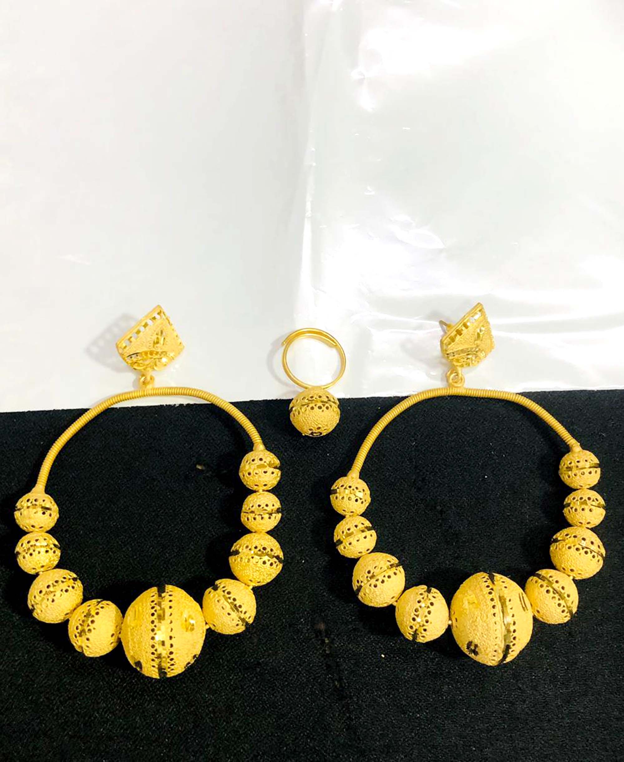 New Designer Golden Earring Long Shape Wedding Party Set African Boutique