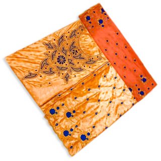 African Attire Black Beaded 3 Piece Dress Material for Women