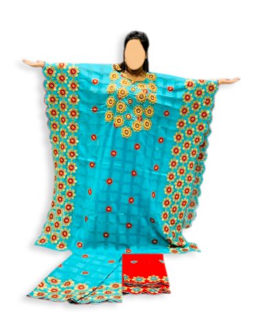 swiss voile firozi mix color beaded african chokar design dress material