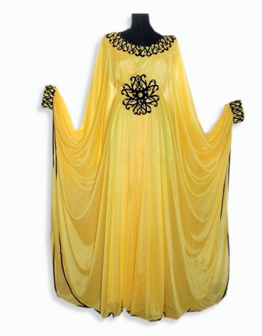 African Women Abaya Dresses Golden Beaded Chiffon Moroccan Dubai Kaftan