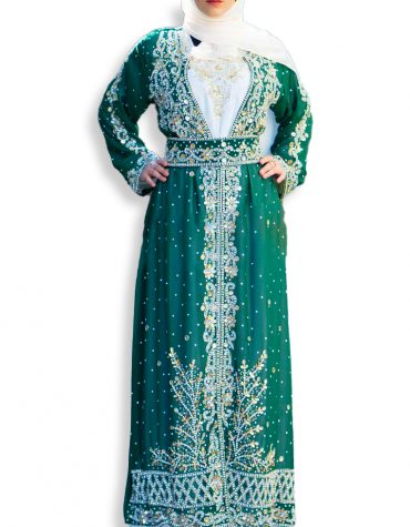 Plus Size Silver Beads Kaftan with Jacket Wedding Guest Party Wear For Women