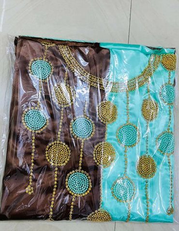 African Attire With Beaded Work Satin Silk 2 Color Satin Silk Dress Material For Women