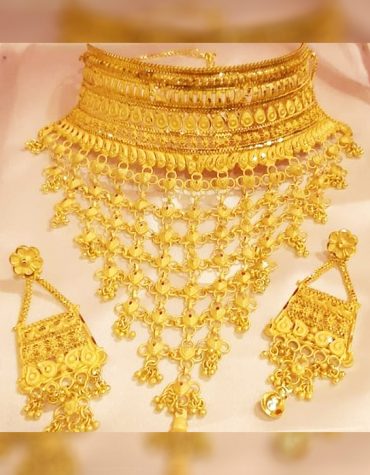 New Fashionable Unique Trendy Party Wear Necklace Gold Platted Jewelry Set for Women