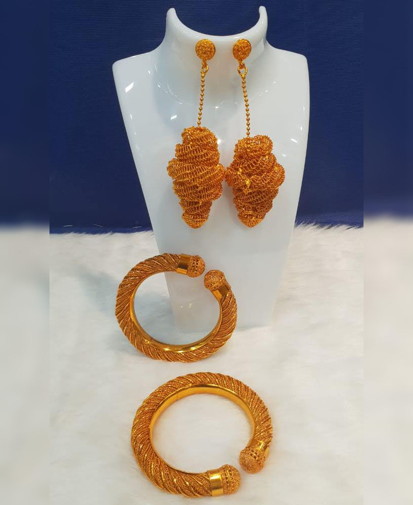 Amazon.com: Handmade Ethiopian Jewelry Sets Pendant Necklaces Earrings Ring  Bangles for Womens Gold Color Eritrean African Bride Gifts - (Ring Size:  Resizable/Length: 45cm) : Arts, Crafts & Sewing