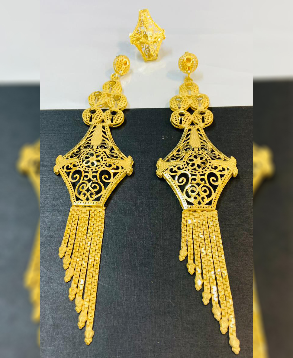 496 Old Gold Jewelry Earrings - India - WOVENSOULS Antique Textiles & Art  Gallery
