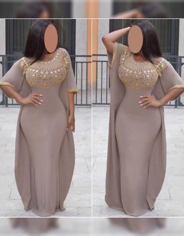 Beautiful Spendex Kaftan with Crystal Stone and Golden Beaded for Women