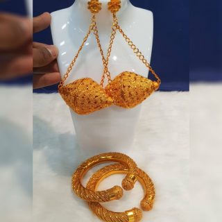 Antique Gold Plated Earrings And Bracelets For Women