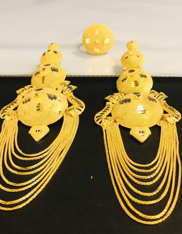 New African Designer Trendy Evening Party Wear Earrings with Finger Ring for Women