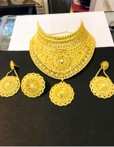 Floral Designer Traditional 2 Gram Gold Plated Necklace Set for Women