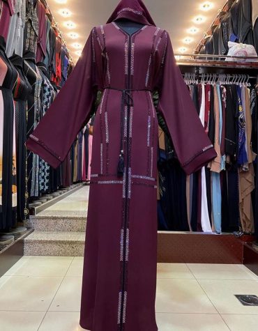 African Stylist Abaya Dress Party Wear Nida Fabric Rhinestone Work For Women
