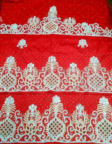 Unique & Trendy Heavy Beaded Wedding Dress Material Silk Nigerian George Wrapper