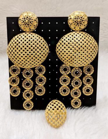 New Fancy & Latest 2 Gram Gold Wedding Party Wear Earrings & Ring for Women