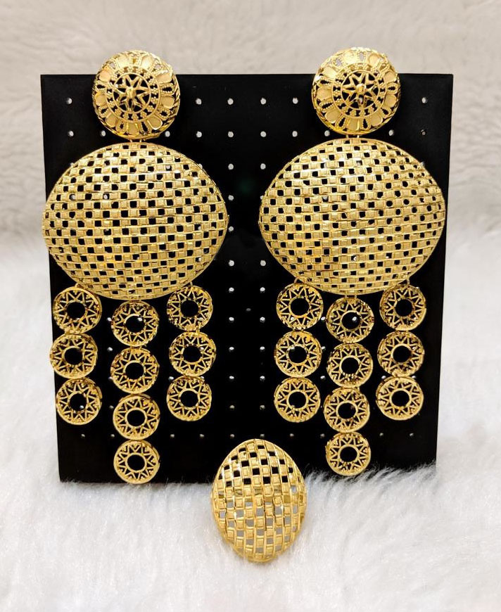 1 Gram Gold Fancy Mangalsutra Oxidised Gold Earrings German Silver Earrings   Studs Bali Round Pendants