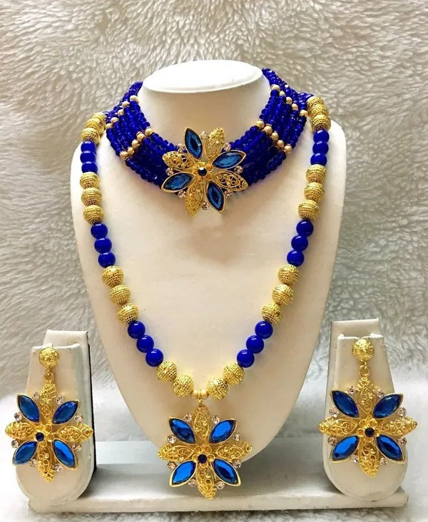 Elegant African Beautiful Necklace & Earrings Jewellery Party Wear For Women