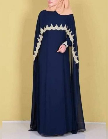 African Attire Women Long Sleeve Stylish Black Abaya Gold Beaded Moroccan Dubai