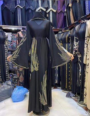 Fancy Attire Long Sleeve With Premium EmbroideryAnd Rhinestone African Designer Abaya Dresses for Women