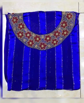 Designer African Clothes Party Wear Rhinestone Work Satin Silk Dress Material For Women