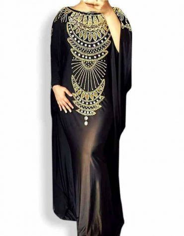 New Gold Stone Beaded Lycra Long Back Cape Dress Moroccan Beaded Mermaid Evening Gown
