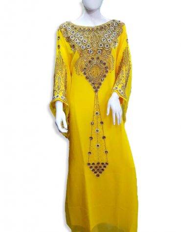 New Trendy Dubai Kaftan for Women Beads work Maxi Dress Gown Formal Chiffon African Wear