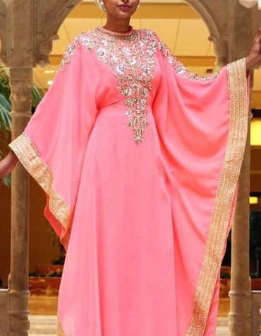 ew Dubai Kaftan for Women Beads work Maxi Dress Gown Formal Chiffon African Wear