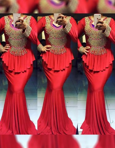 New Peplum Designed Moroccan Beaded Evening Long Party Wear African Lycra Kaftan Dresses for Women