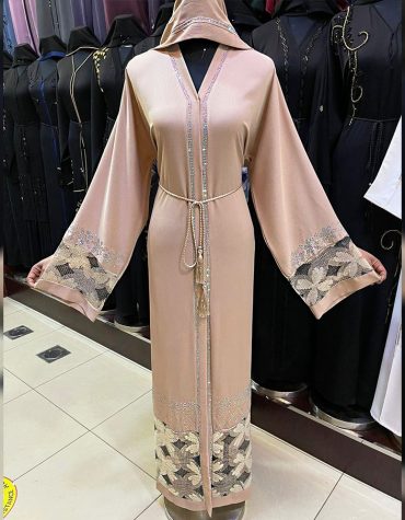 New African Trendy Abaya Evening Party Wear Nida Fabric Seed Bead Work For Women