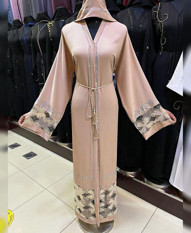 New African Trendy Abaya Evening Party Wear Nida Fabric Seed Bead Work For Women
