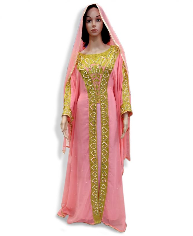 Designer Long Sleeve Moroccan Beaded Dresses For Women