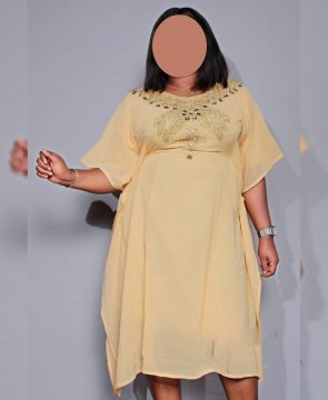 African Attire chiffon kaftan Designer Dress with Beaded and Crystal Stone Work