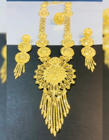 New 2 Gram Gold Unique Trendy Jewellery Necklace and Earrings full Set For Women