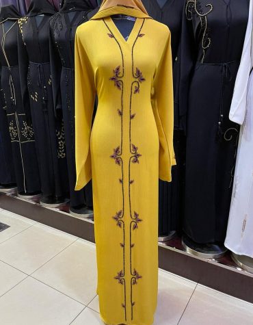 African Abaya Dress Evening Party Wear Nida Fabric Rhinestone Work For Women