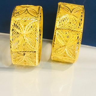 Latest Designer 2 Gram Golden Plated Couple Bangle Jewellery for Women's Parties