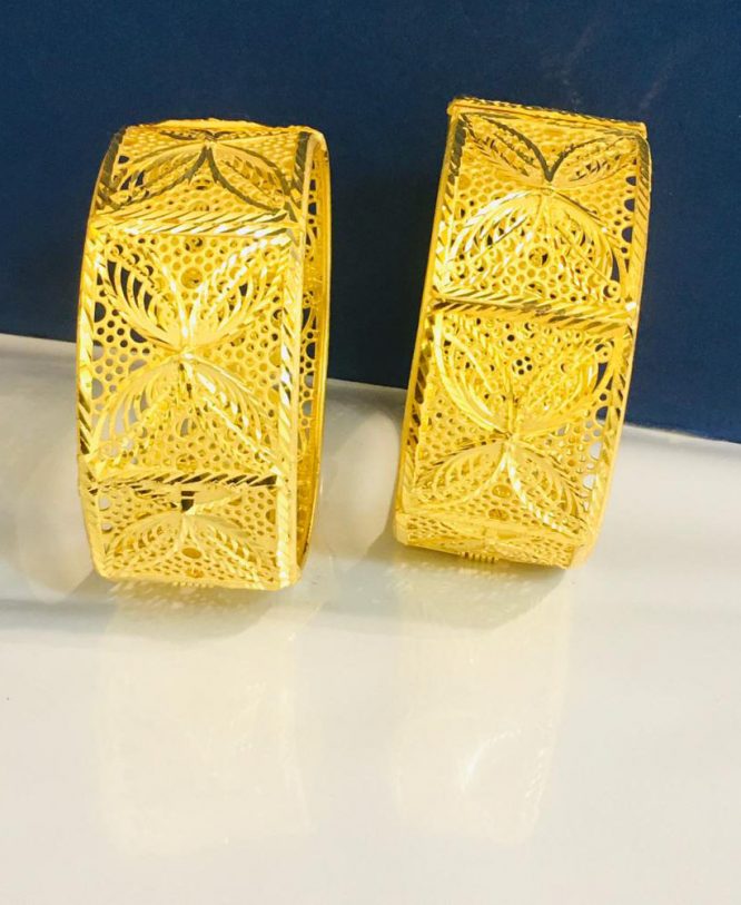 Latest Designer 2 Gram Golden Plated Couple Bangle Jewellery for Women's Parties