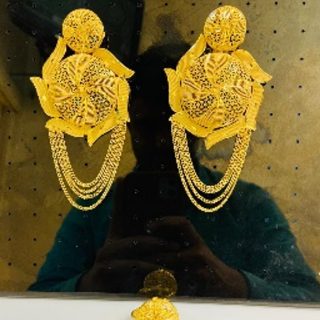 New Designer Golden Floral Design Earrings Wedding Party Set