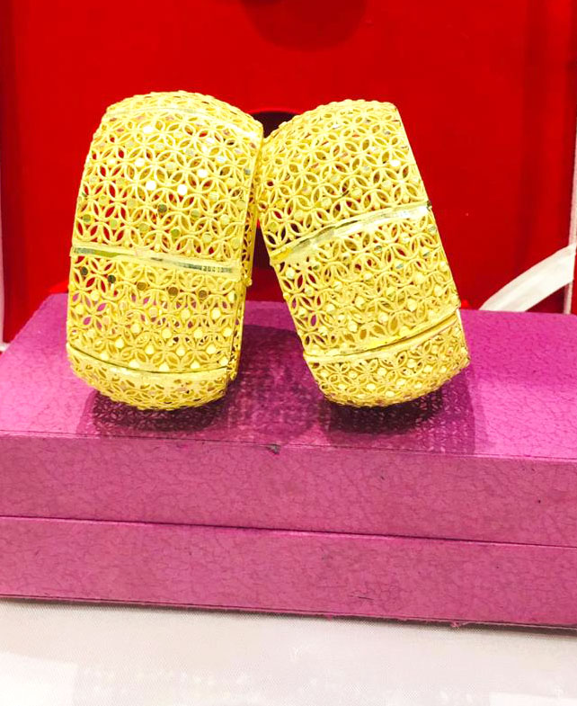 Fancy 2 Gram Gold Plated Wedding Bangles Set for Women