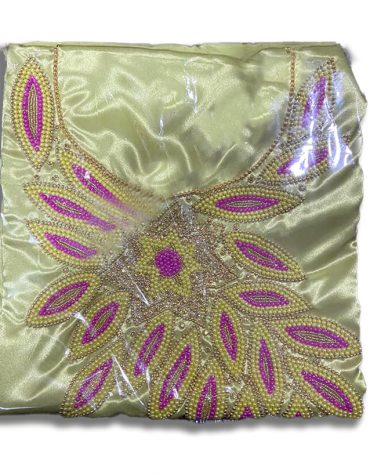 African Attire Party Wear Gold Seed Beaded Satin Silk Dress Material For Women