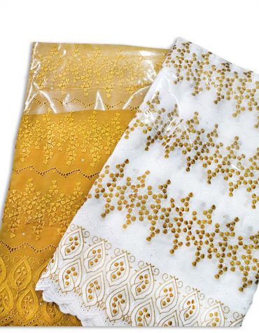 New Latest Collection Swiss Voile Dress Material with Golden Designer Beaded Work