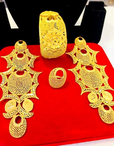 New 2 Gram Gold African New Party Wear Earring and Bracelet Jewellery Set For Women