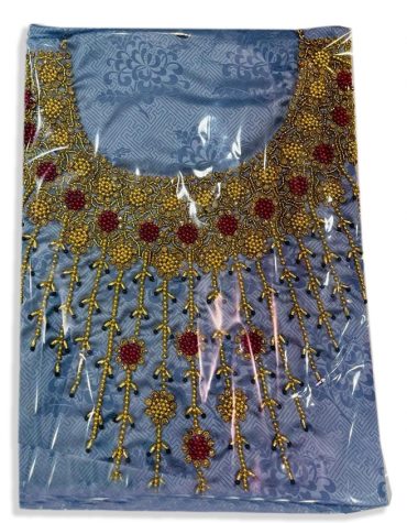 African Designer Satin Silk Wedding Party Wear with Red and Golden Seed Beaded Dress Material