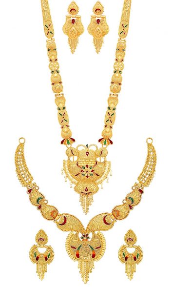 Two Gram Gold Premium Long Haram and Choker Multi Color Jewellery ...