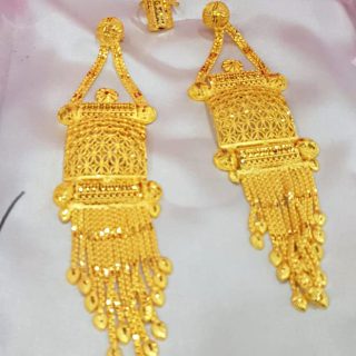 African New Trendy 2 Gram Gold Wedding Party Wear Earrings & Ring for Women