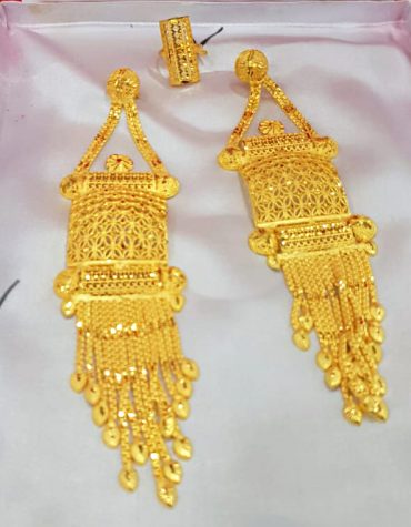 African New Trendy 2 Gram Gold Wedding Party Wear Earrings & Ring for Women