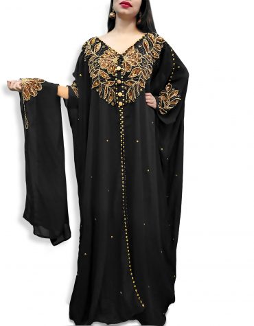 New Chiffon Wedding Moroccan Beaded Evening Gown African Party Sparkly Women Kaftan