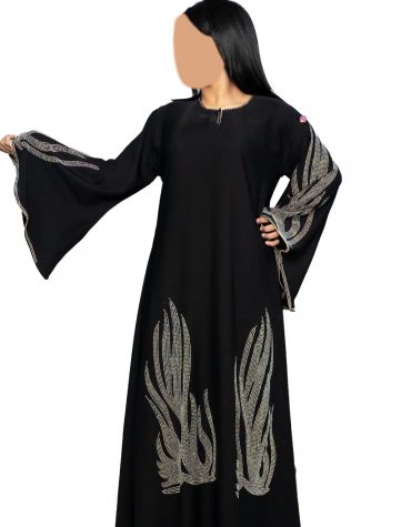 Designer African Party Wear Rhinestone Beaded Umbrella Sleeves Abaya for Women