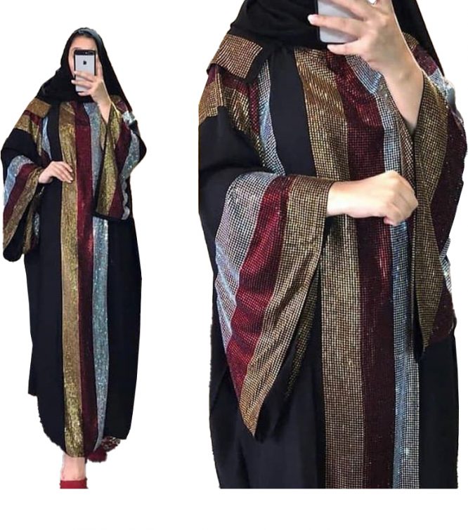 Rhinestone Beaded Premium Quality African Trendy Party Wear Abaya for Women